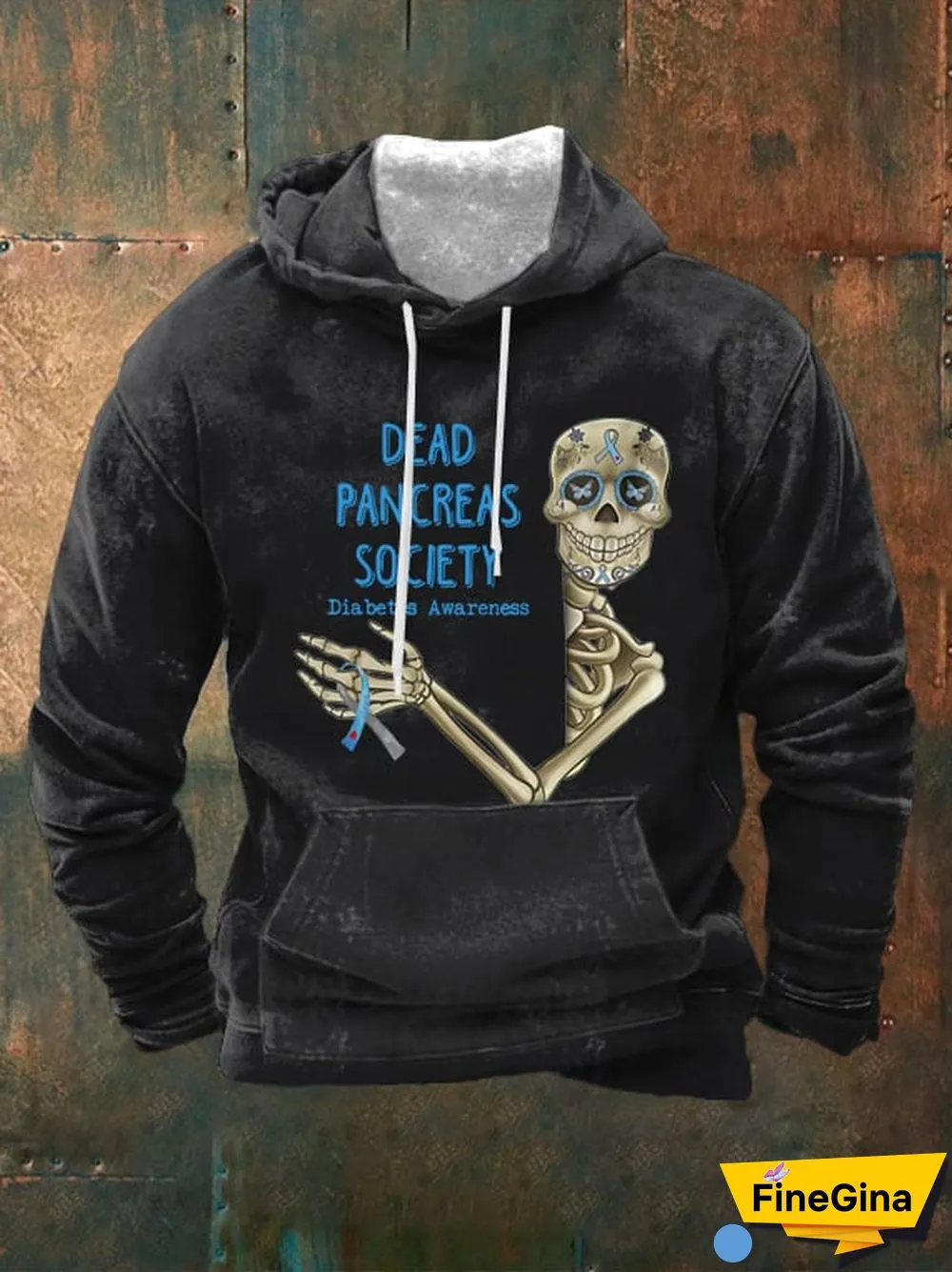 Men's Dead Pancreas Society Diabetes Awareness Print Hoodie