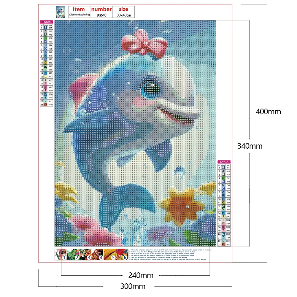 Full Round Diamond Painting 30*40cm - Beautiful Dolphin