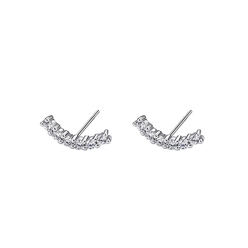 1 Pair Minimalist Solid Color Inlay Sterling Silver Zircon Ear Studs