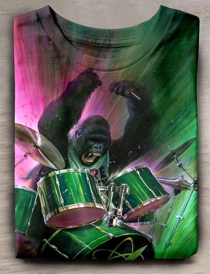 Eagerlys  Orangutan Playing Drums T-shirt Eagerlys