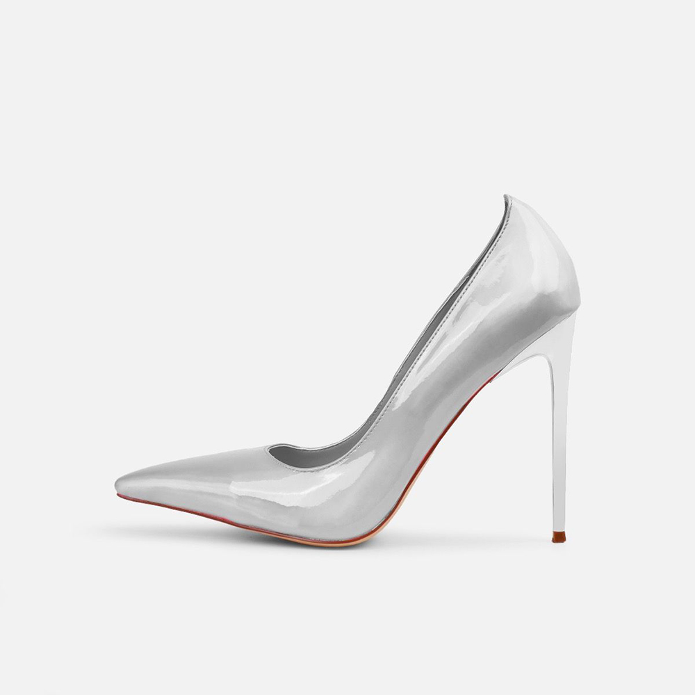Silver Metallic Closed Toe Stiletto Heel Pumps Nicepairs