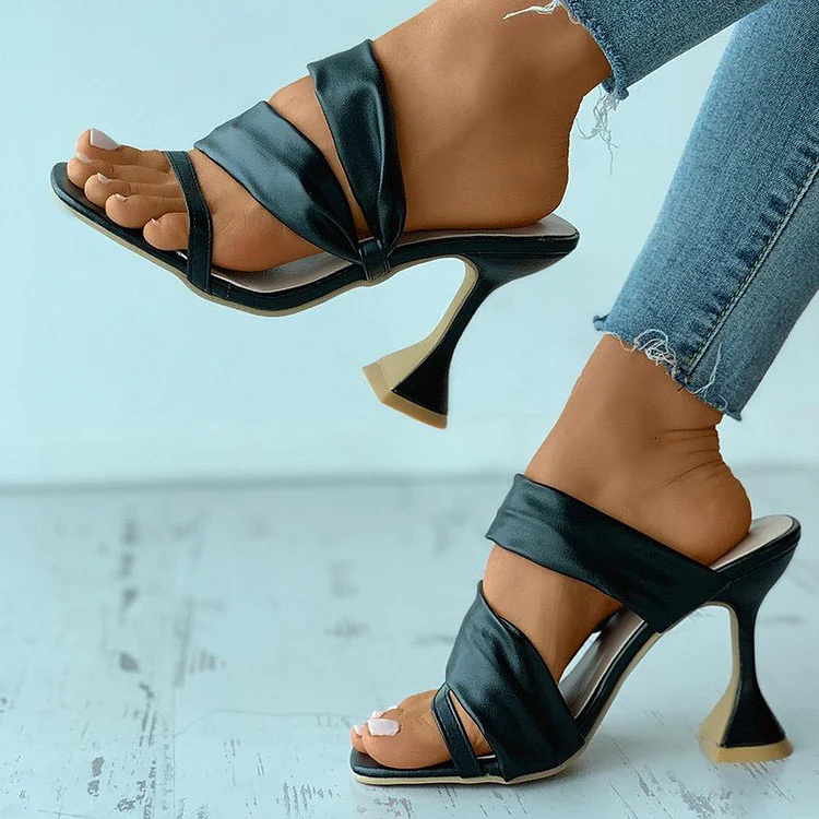 Vintage Square Toe Stiletto Mules in   Denim Vdcoo