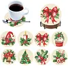 8Pcs Christmas Tree DIY Wood Diamond Painting Coasters Kit with Round Base