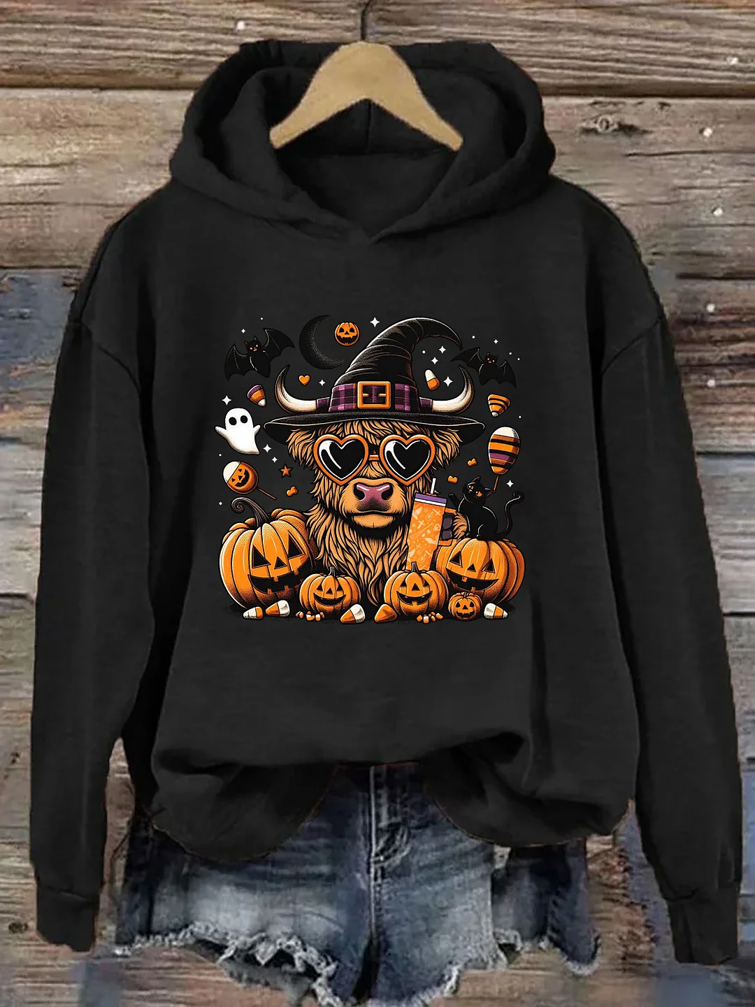 Halloween Highland Cow Hoodie