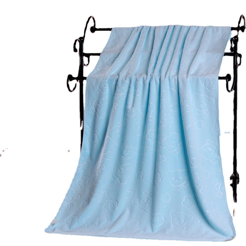 Microfiber Bath Towel Embossed Bear Factory Gift Children Strong Absorbent Soft Thick Beach Towel