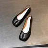 Split toe shoes for women wearing flat bottomed ballet shoes, genuine leather shallow mouth sheep's hooves single shoes