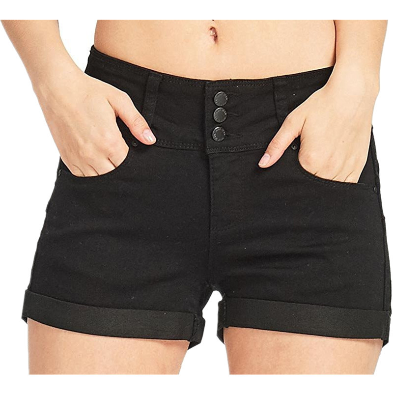 Women's New Summer Waistband Denim Stretch Fabric Shorts Casual Versatile Street Shorts