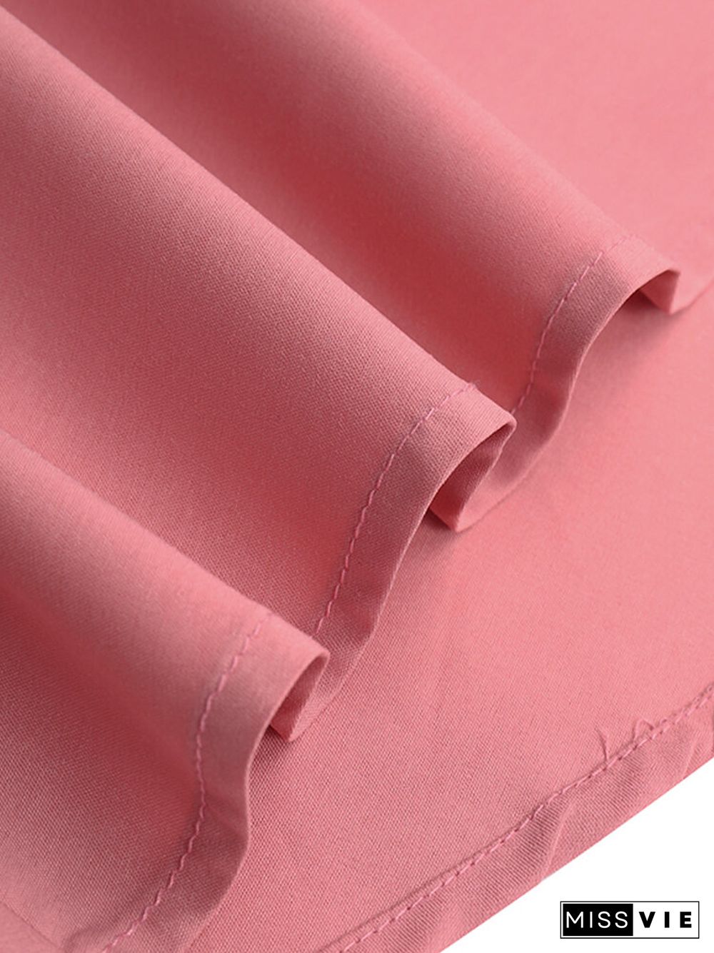 Women Solid Color Button Lapel Long Sleeve Casual Blouse