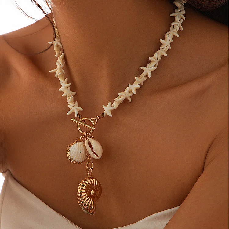 Vacation Handmade Conch Beck Alloy Necklace