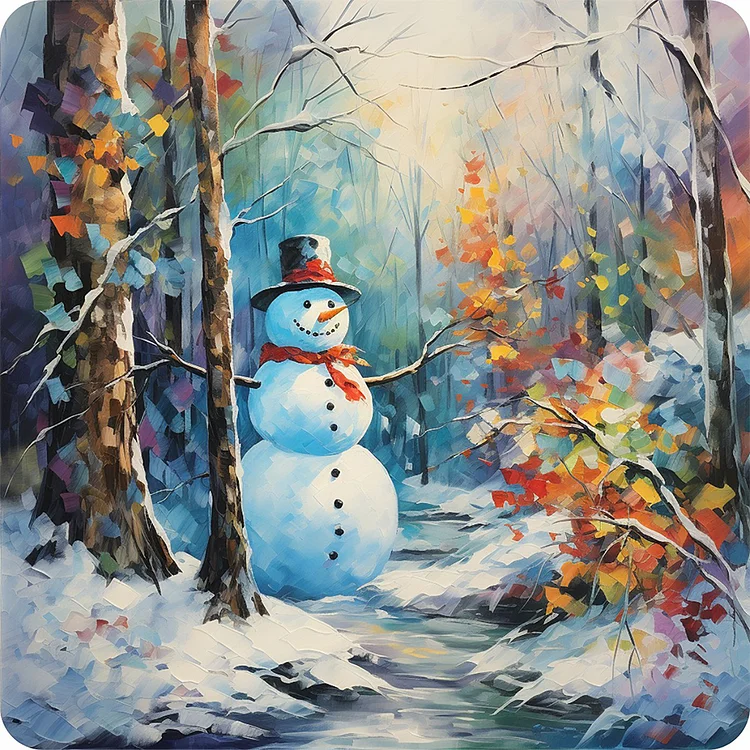 Winter Snowman 40*40CM(Canvas) Full Round Drill Diamond Painting gbfke