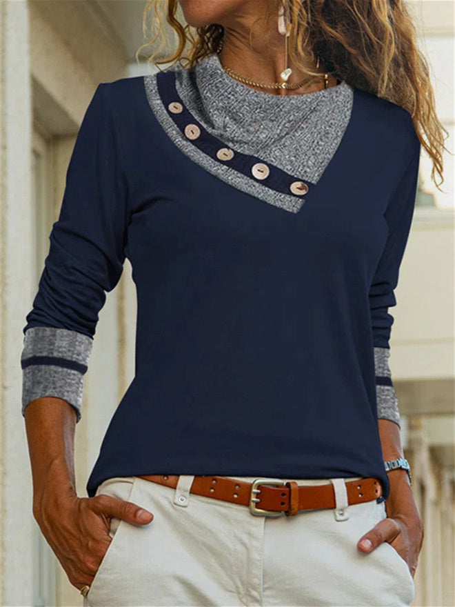 Women Long Sleeve V-neck Graphic Floral Printed Top