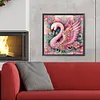 >SALE<5D DIY Partial Special Shaped Drill Diamond Painting Kit Pink Swan Decor 40x40cm