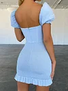 Strapless Bodycon Puff Sleeves Mini Dresses