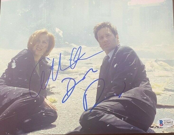 David Duchovny Gillian Anderson signed autographed 8x10 Photo Poster painting X-Files Mulder