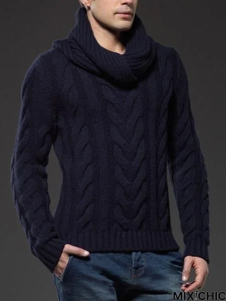 Men's Pullover Casual Soft and Comfortable Pullover Coat Thick Warm Hand-Knitted Cool Sweater