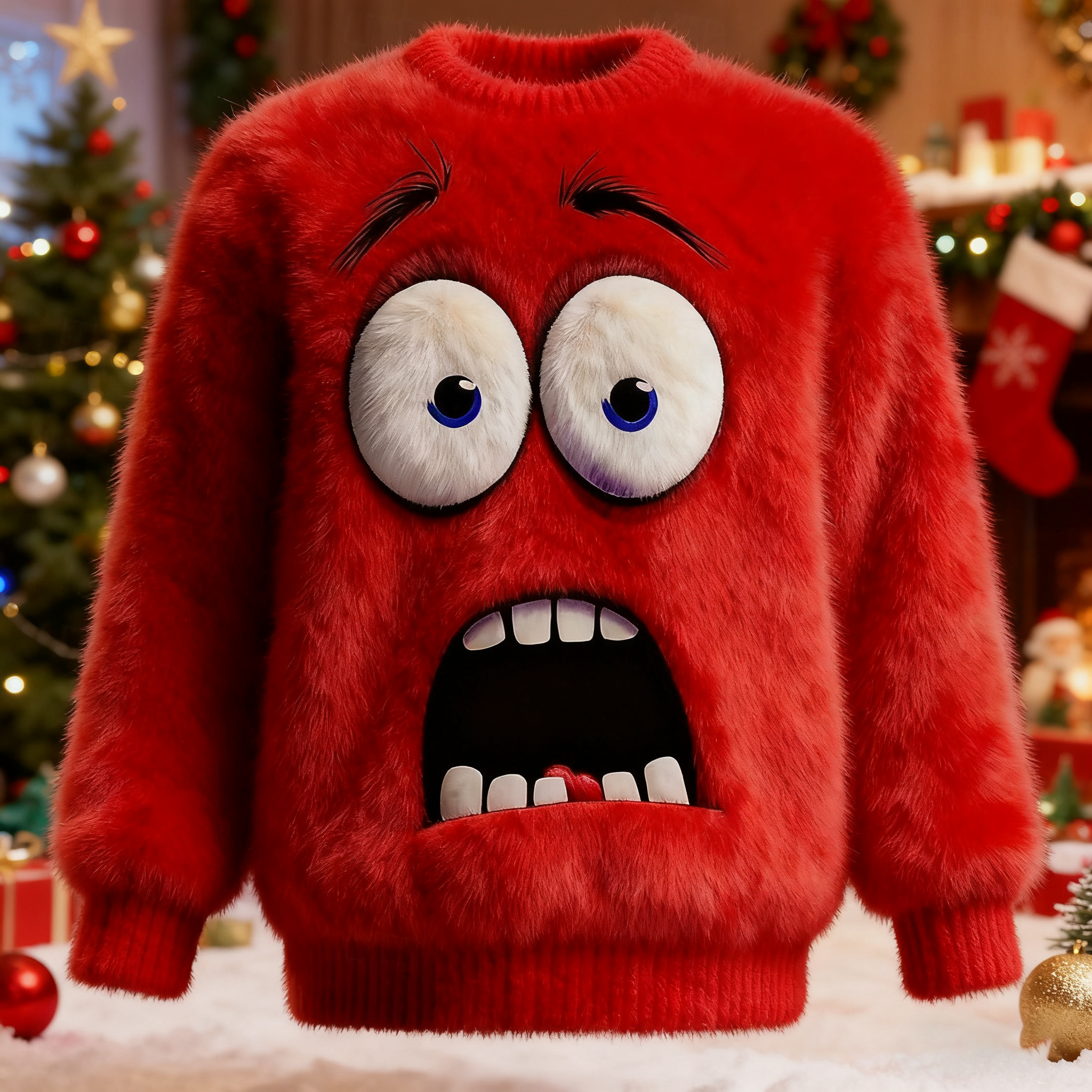 Men's Fun Christmas Art Cozy Plush Ugly Sweater elevenforest