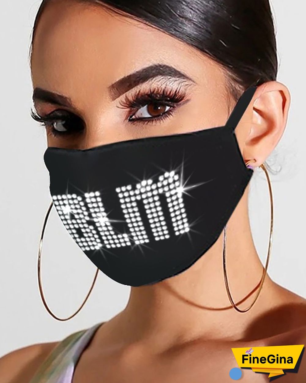 Bling Rhinestone Letter Pattern Face Mask