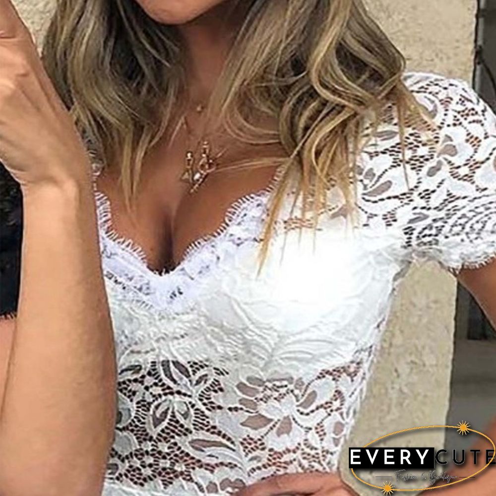Women's V-neck Fashion Hollow Slim Rompers
