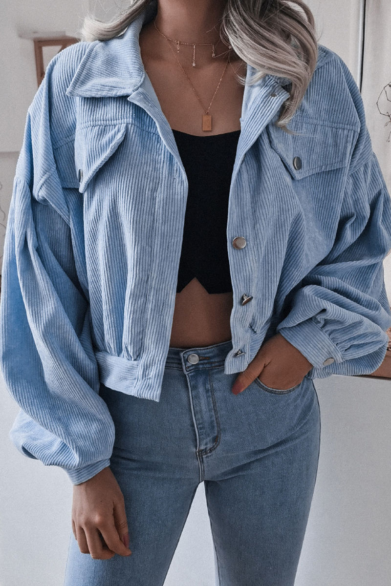 Solid Corduroy Long Sleeve Jacket