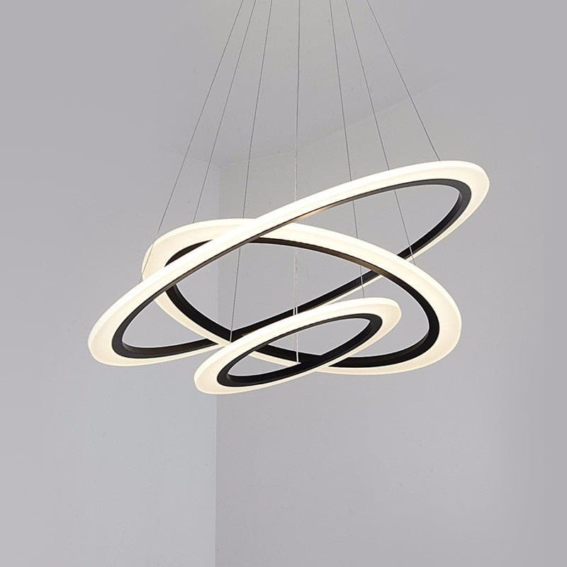 Modern Led Circular2/3 Rings Chandeliers Light White Black For Dining Room Living / 40Cm Cold White
