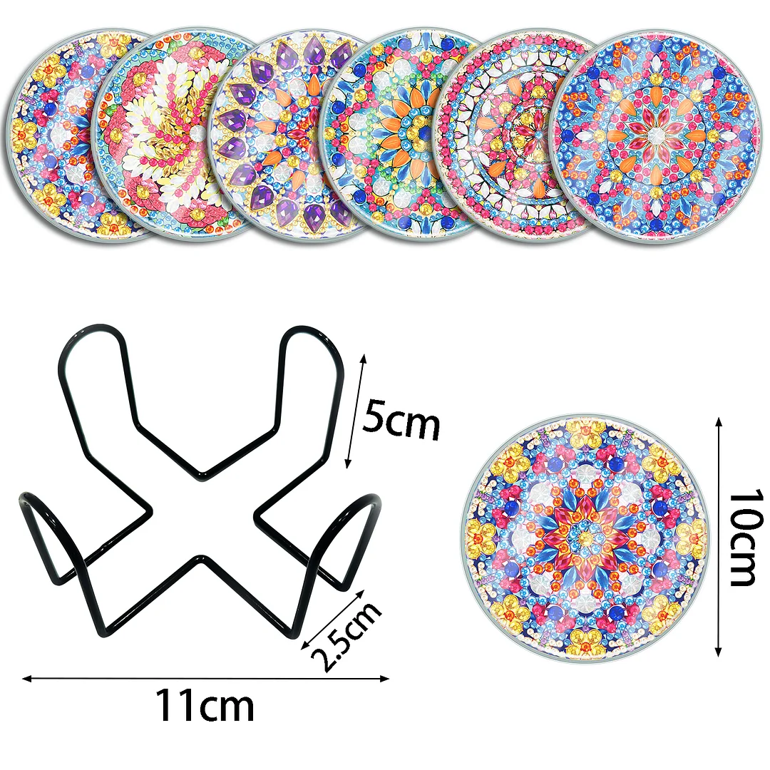 [Upgrade - Waterproof Coaster]6pcs DIY Mandala Coaster Set Holiday Christmas for Adults and Beginners(With Covers)