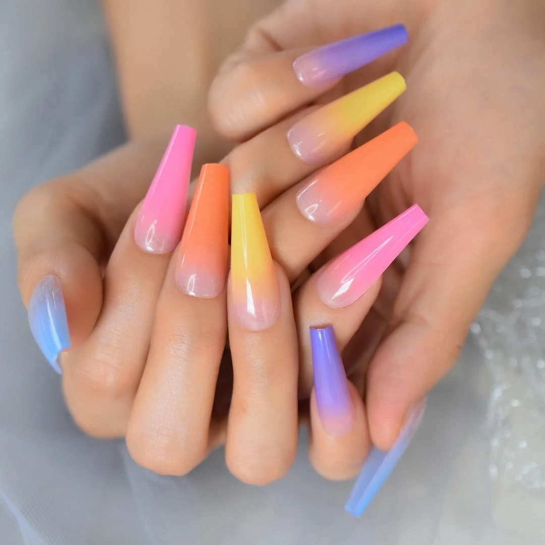 Extra Long Leopard Grain Mixed Pinkie Pink Full Cover Nail Tips Coffin Ballerina Pre Designs Wholesale Nail Hands Long Press Ons-Nail Inspo