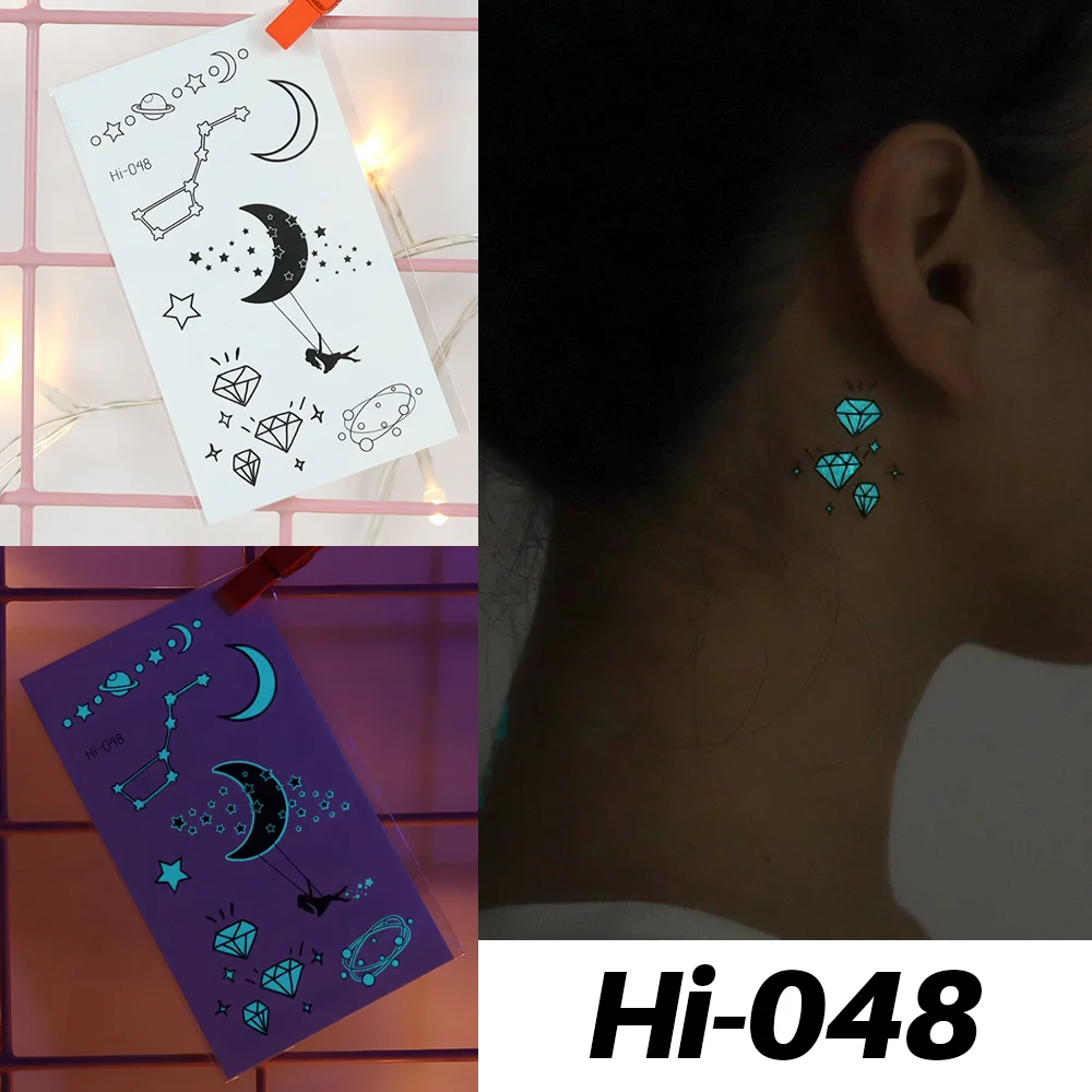 Sdrawing Luminous Glow Tattoo Sticker Snake Deer Glowing Halloween Waterproof Temporary Tatoo Wrist Fake Tatto Body Art Women Men