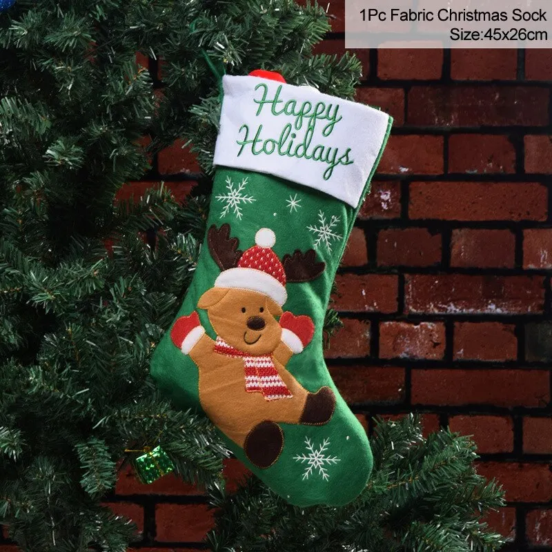 Knitted Christmas Stocking Socks Sack New Year Gift Candy Bags Christmas Decorations For Home Xmas Tree Hanging Ornaments Natal