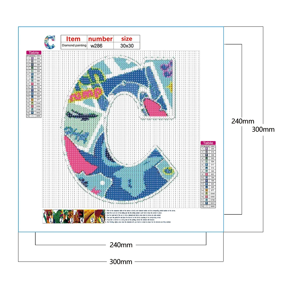 Full Round Diamond Painting 30*30cm - Stitch Letter C