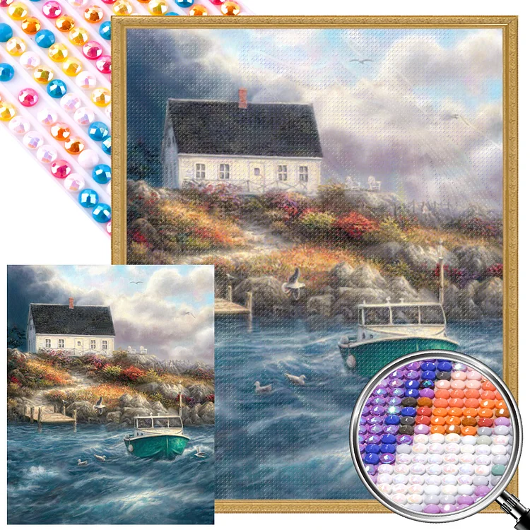 Realistic Seaside Scenery 40*50CM (Canvas) Full AB Round Drill Diamond Painting gbfke