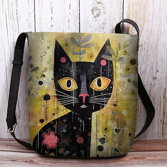 Style & Comfort for Mature Women Women's Cat Print Crossbody Bags Shoulder Bags