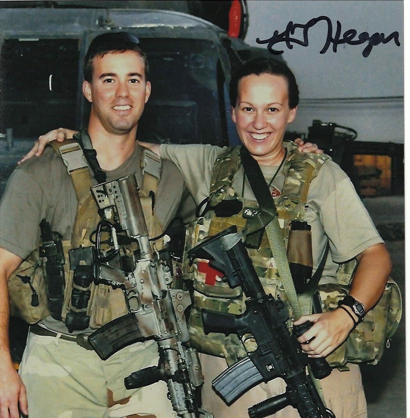 MARY J. HEGAR OPERATION ENDURING DOM HELICOPTER PILOT-DFC RARE SIGNED Photo Poster painting