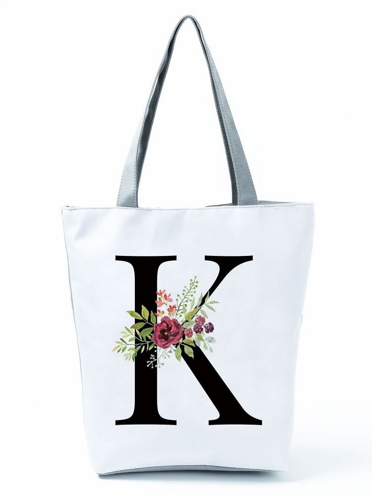 Alphabet flowers Printed large-capacity one-shoulder handbag