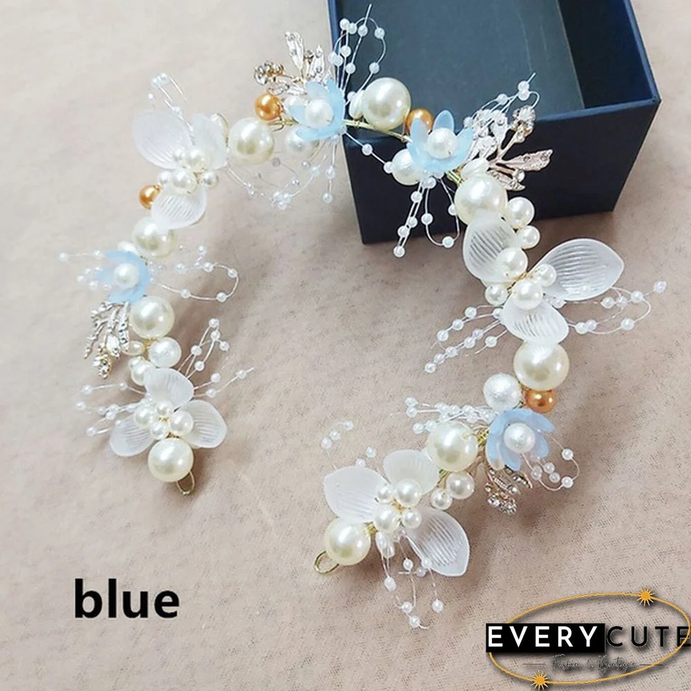 1 Piece Elegant Girls Bridal Headband Imitated Pearl Hair Headdress Flower Wreath Bride Garland Head Hoop Wedding Headbands Hair Jewelry