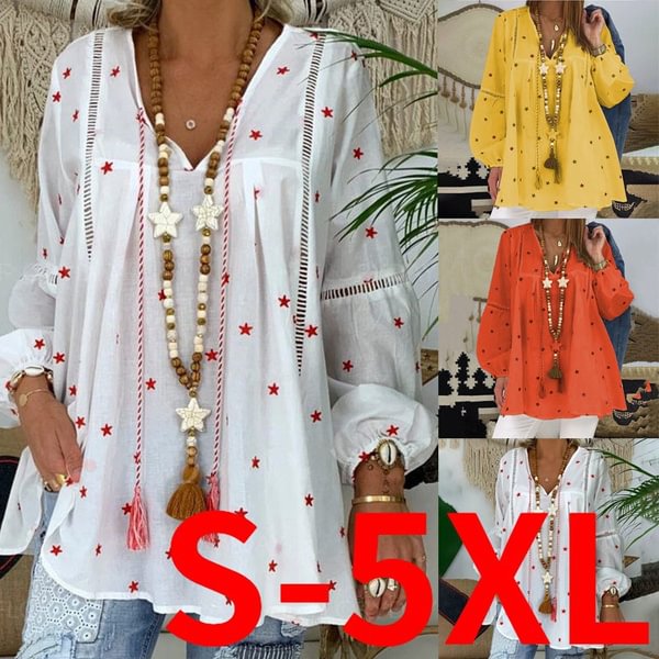 White Elegant Ruffles Lantern Sleeve Women's Blouse Boho Printed Tops Female Blusa Spring Summer Lady Blouses Plus Size XS-5XL - Chicaggo