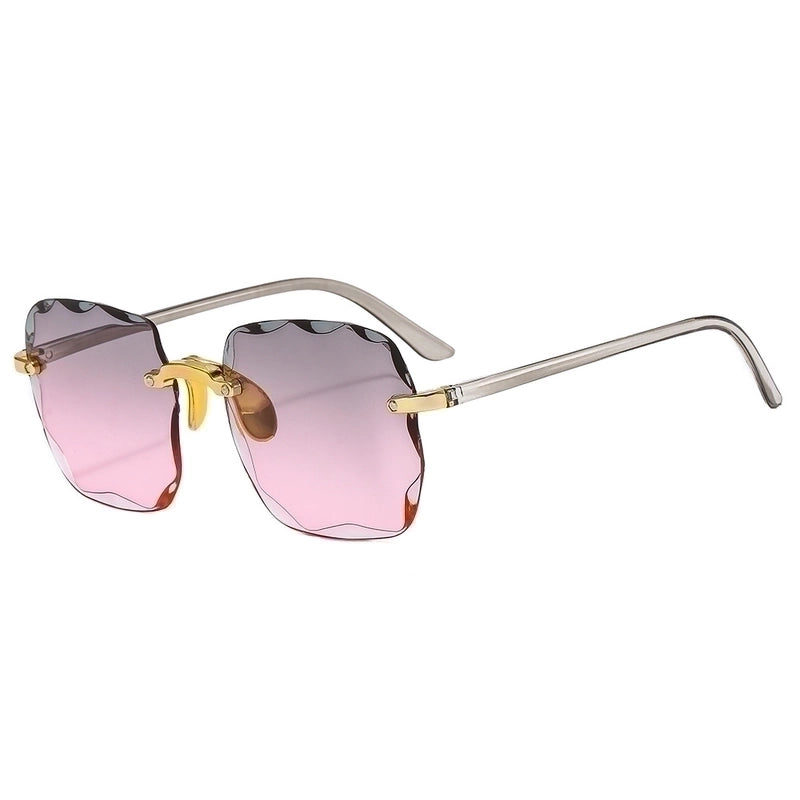 2 Pieces Fashion Gradient Color Pc Square Frameless Women’S Sunglasses