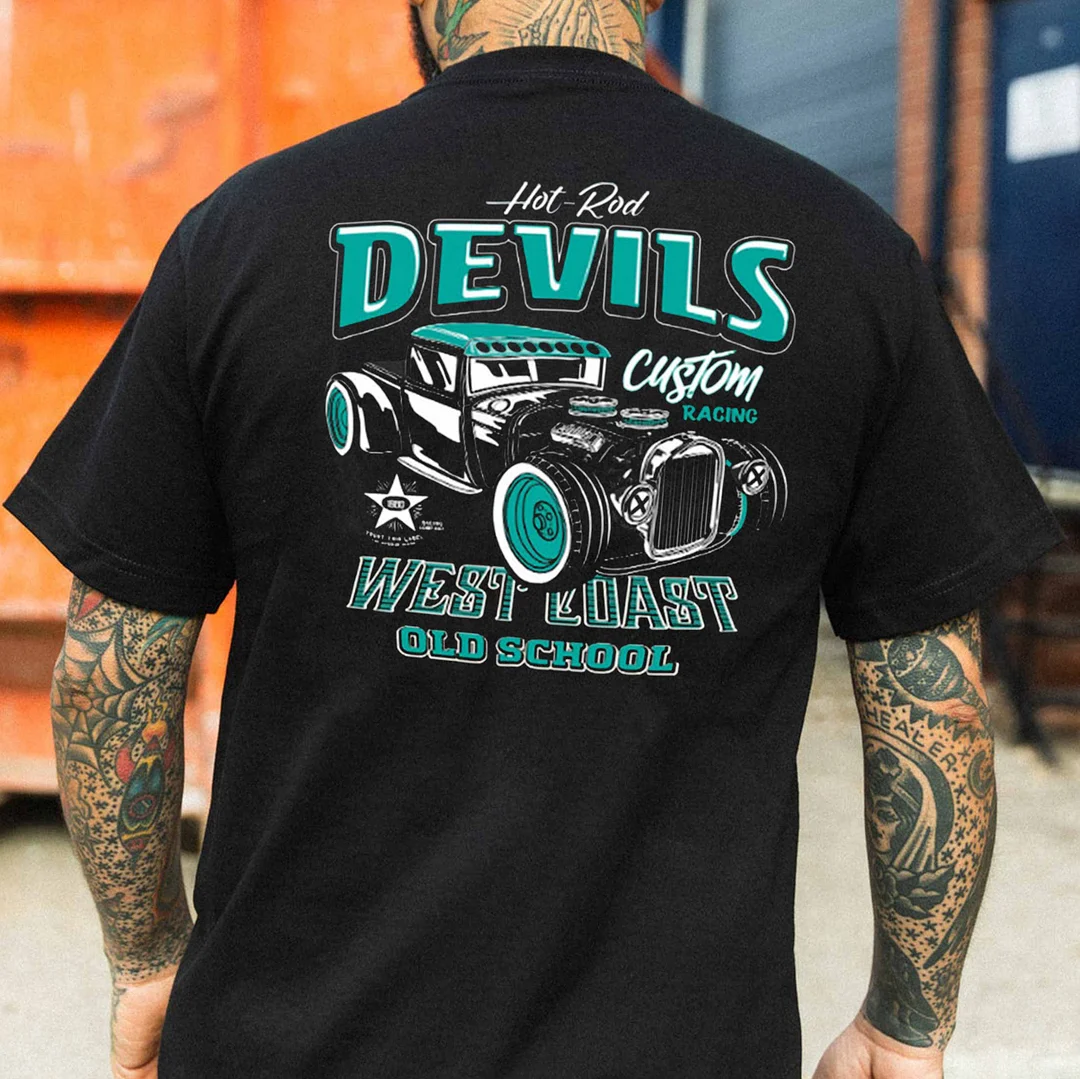 HOT ROD DEVILS CUSTOM RACING Classic Car Print Men's T-shirt