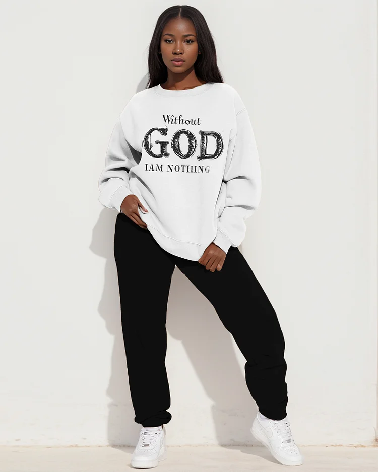 God Print Sweatshirt Two Pieces Set