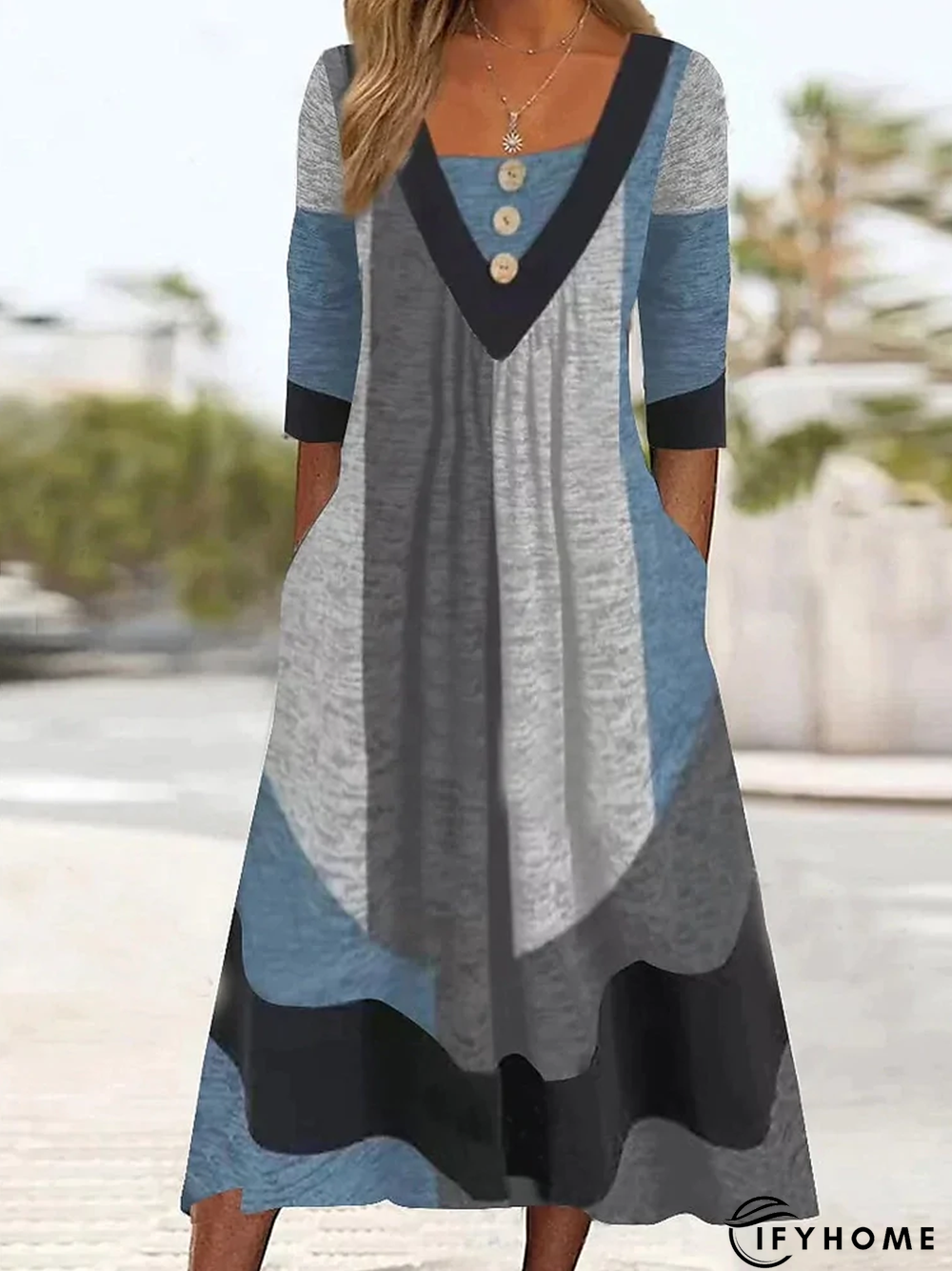 Jersey Casual Color Block Dress | IFYHOME