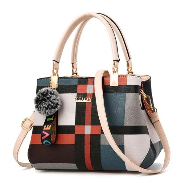 Casual Shoulder Bag Fashion Plaid Stitching Wild Handbag