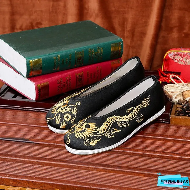 Men's Embroidered Bridegroom Flat Bride And Canvas Shoes