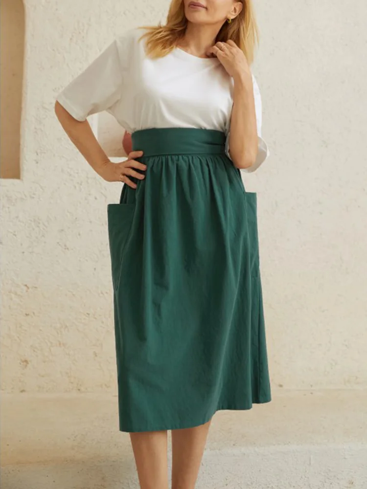 Wearshes Zipper Closure Skirt With Pockets