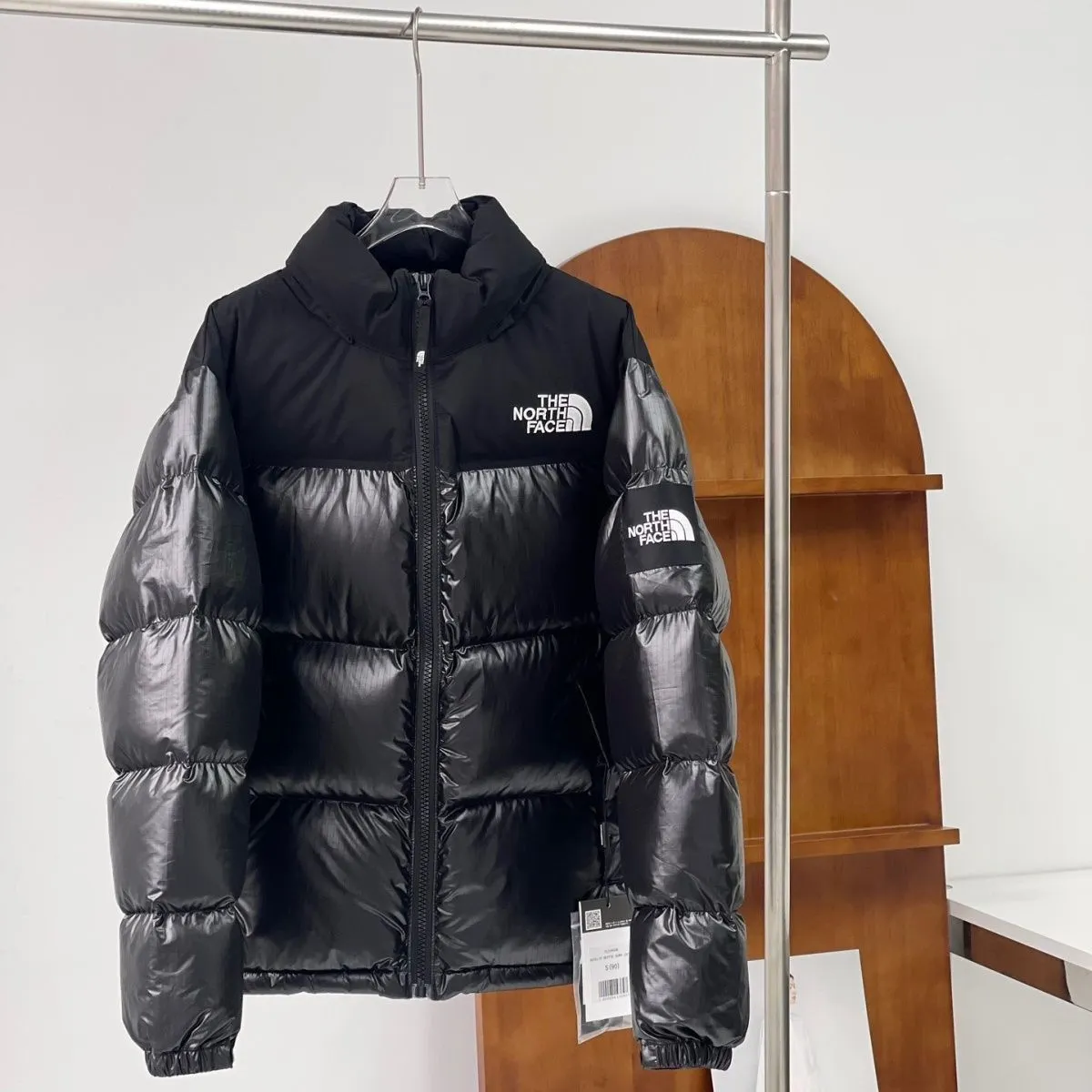 Popular 1996 down Korean Style Large Plaid Min-a Shin Same Style Armband Glossy Men and Women Couple down Jacket Coat