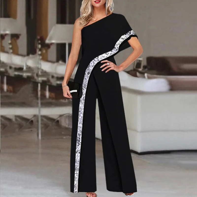 Summer Sleeveless One Shoulder Long Jumpsuits Vintage Women's Playsuits VONDA 2022 Office Overalls Palazzo Casual Pantalones