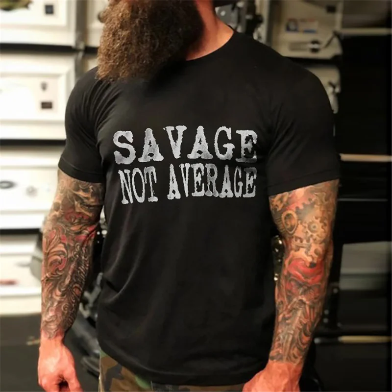 Black men's savage not average print T-shirt - Livereid