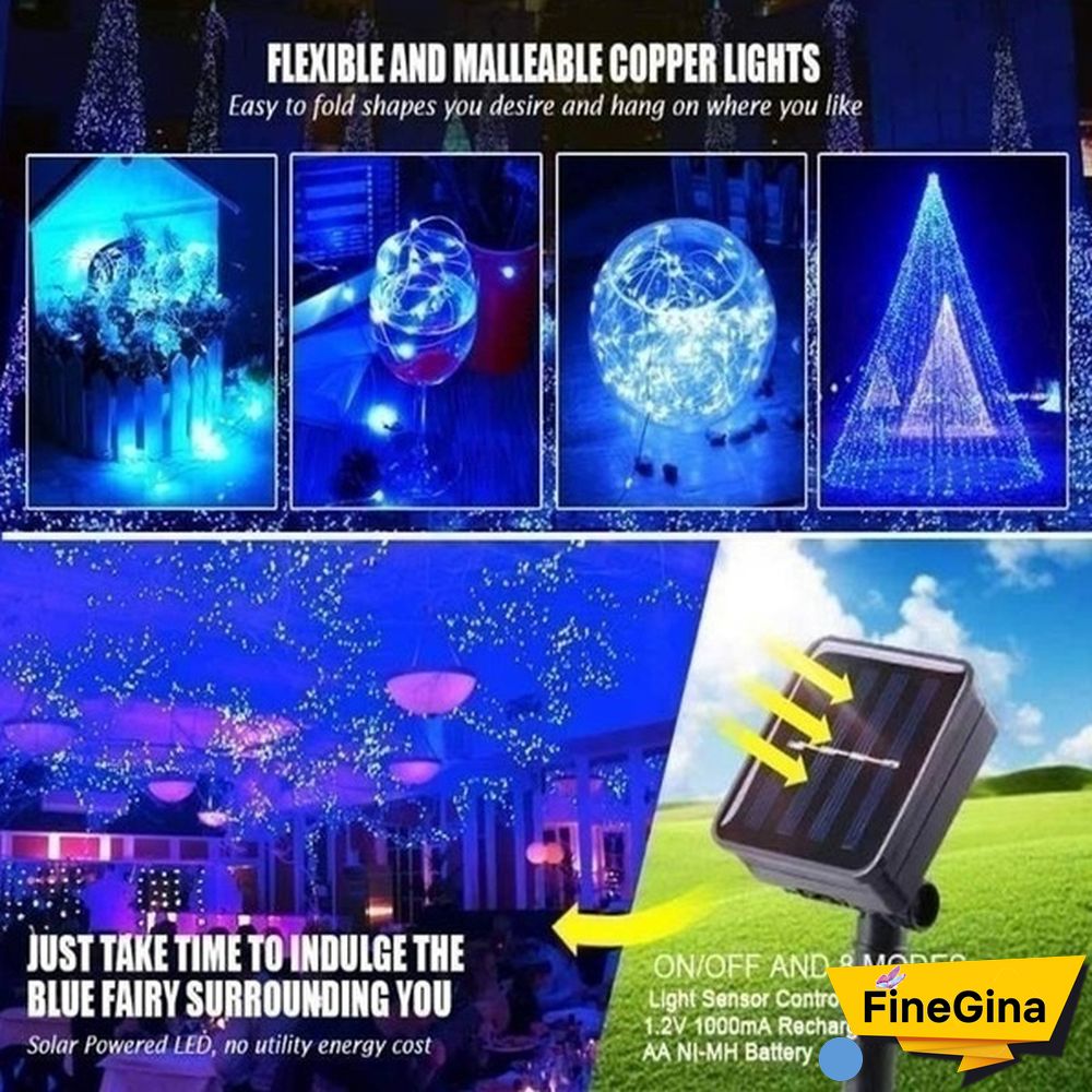300/200/100/50/10 LEDs Waterproof Solar String Lights, Fairy Copper Wire String Lights for Christmas, Patio, Lawn, Garden, Wedding, Party and Holiday