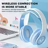 Light-Up Wireless BT Headphones Rechargeable Kawaii Wireless BT5.3 Headset Gradient Color HiFi Stereo Gaming Earphones for Home Office School Outdoor Travel