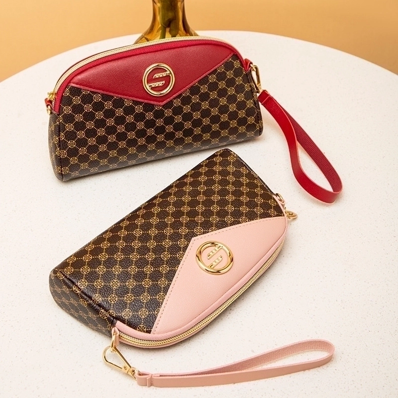 Red Khaki Black Pu Leather Printing Shell Evening Bags