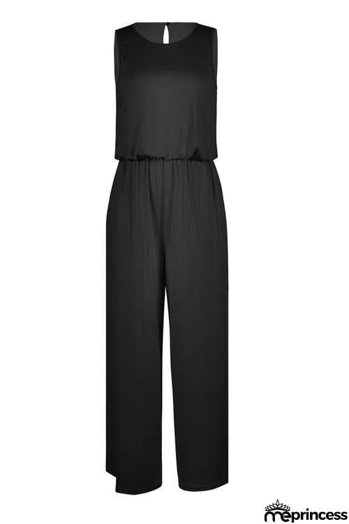 O Neck Pockets Sleeveless Jumspuit