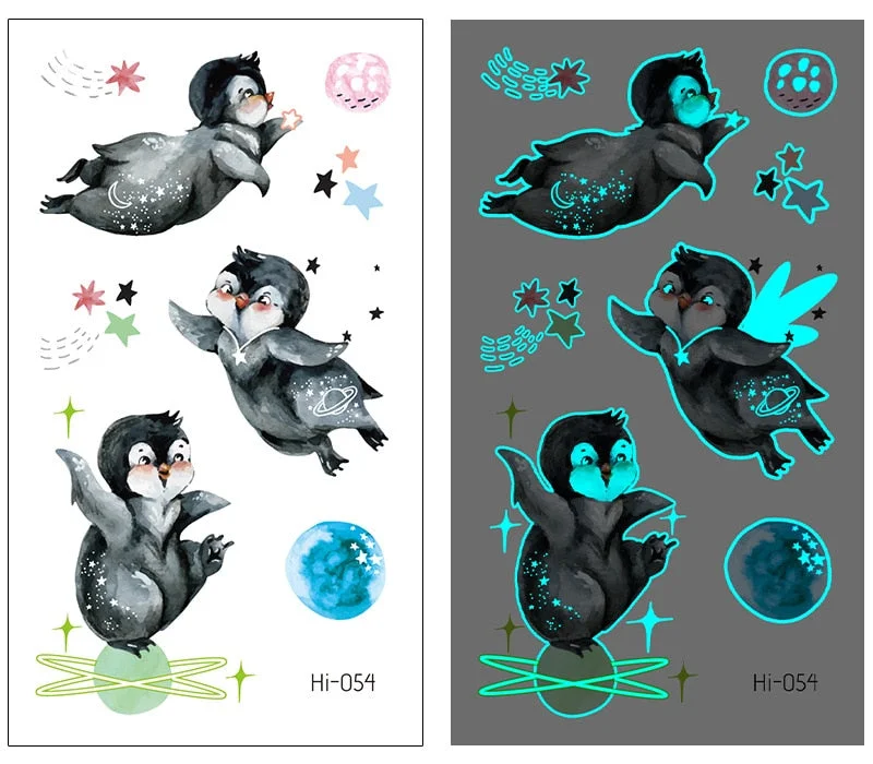 Luminous Tattoo Stickers Temporary Lovely Cat Star Rabbit Snake Animal Festival Party Glowing Cool Face Tatoo for Men Women